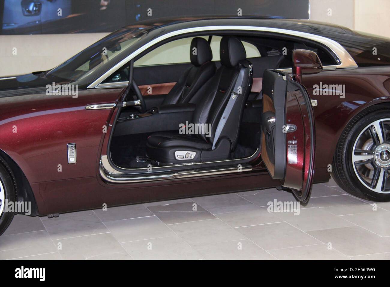 Rolls Royce Wraith. Side view, interior, production from 2013 to 2022, on display at Welt, BMW Museum. Munich, Germany . Stock Photo