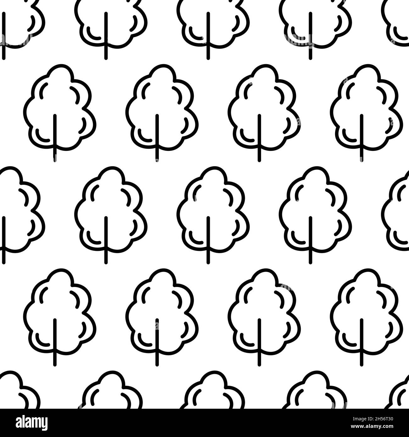 Black and white seamless pattern with tree icon. Vector trees symbol ...