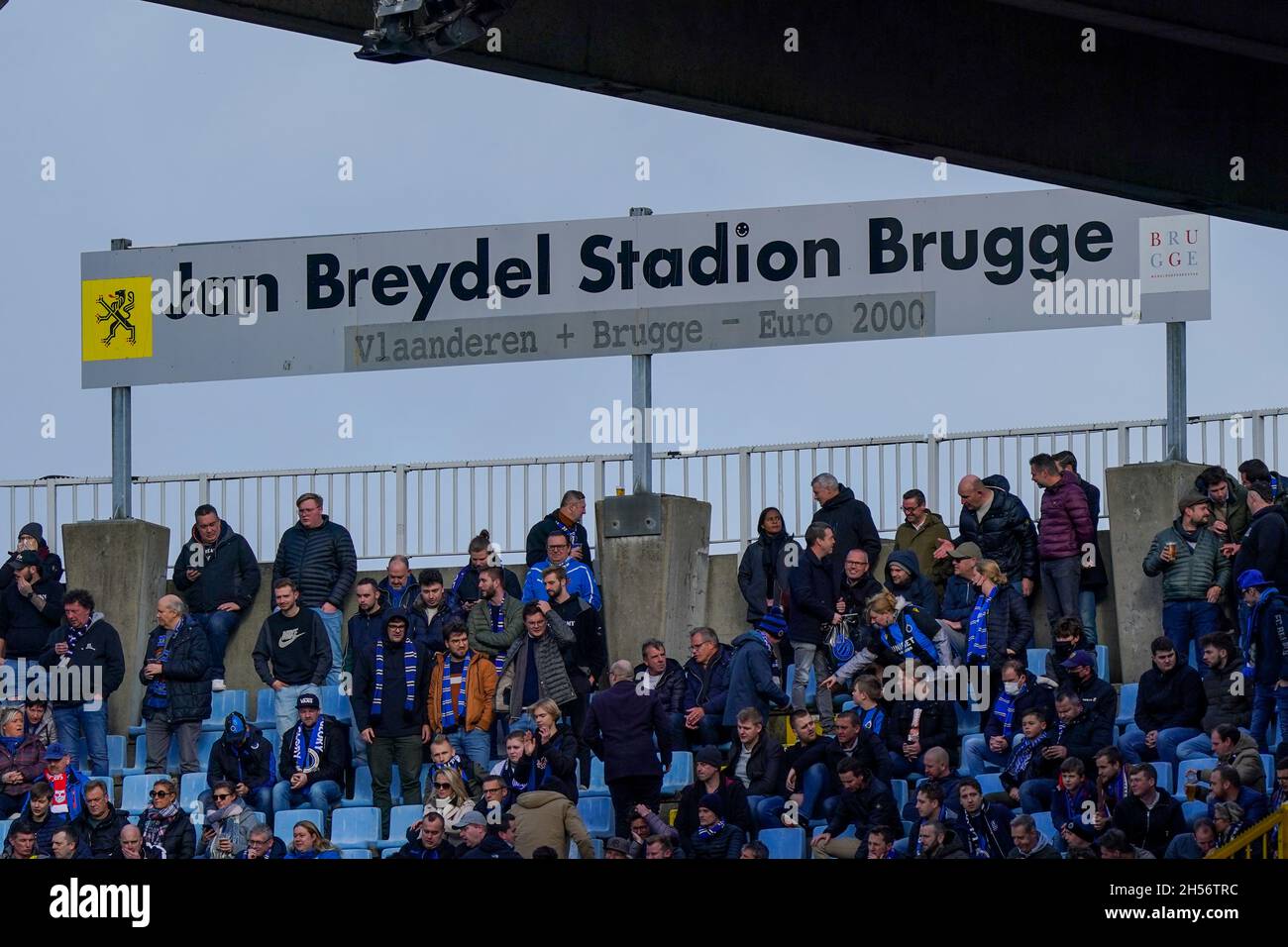BRUGGE, BELGIUM - NOVEMBER 7: Club Brugge fans during the Jupiler