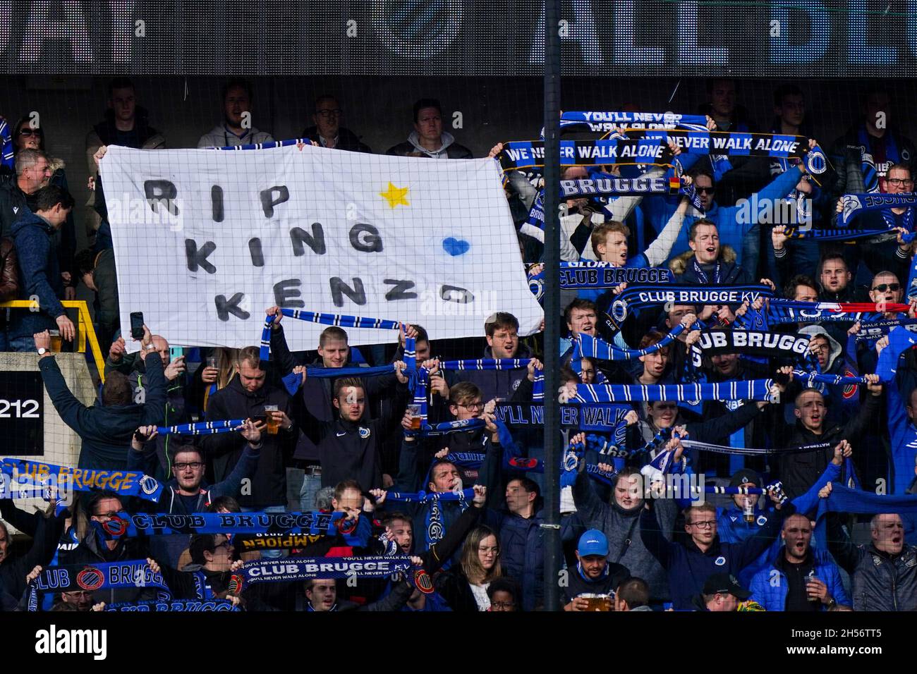 BRUGES, BELGIUM - FEBRUARY 6: Fans of Club Brugge during the