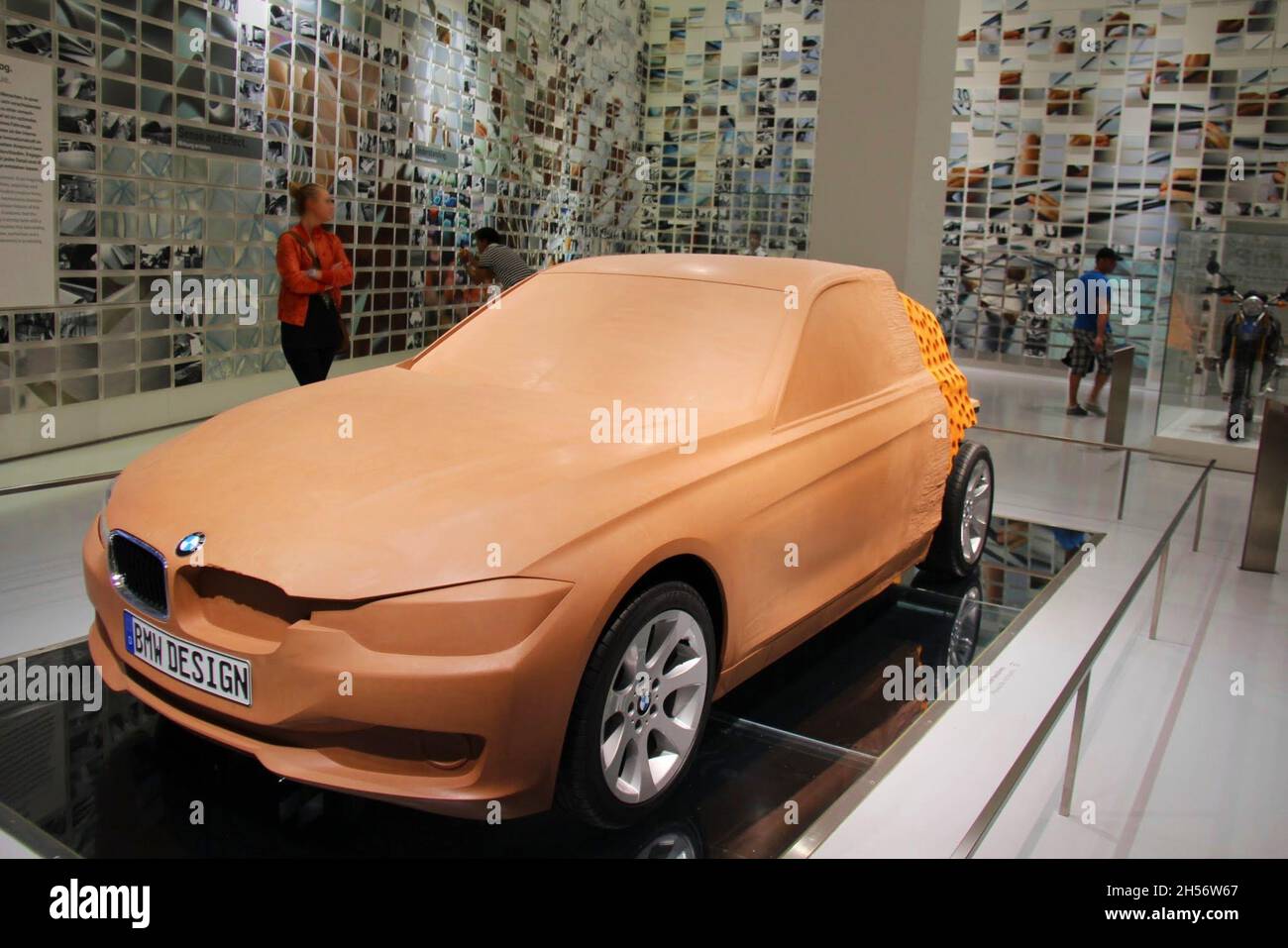 Building a full-size BMW 3 Series prototype. Side view of the structure. Welt BMW- Munich - Germany . Stock Photo