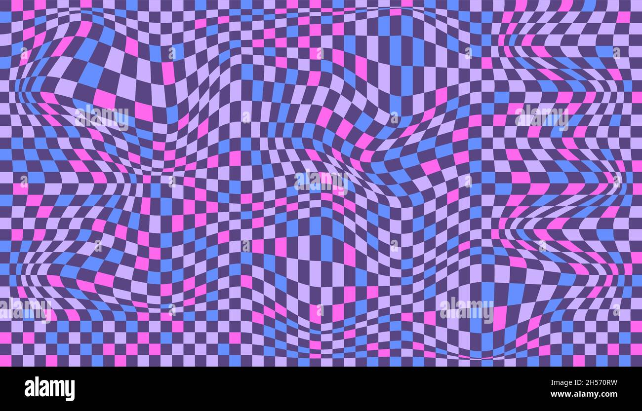Distorted surface. Chess background with distortion. Optical illusion ...