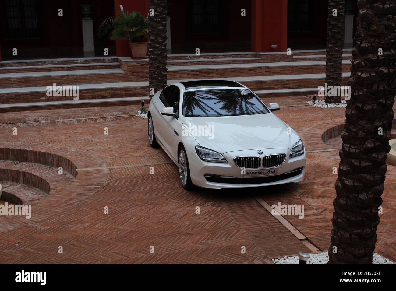 BMW 6 series (F13), front view, white color, single version, coupe, 3rd generation. Manufactured from 2011 to 2018. BMW Event - Launch of the BMW M5. Stock Photo