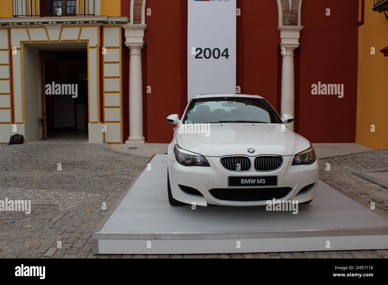 BMW M5 (E60): Front view, white color. Fourth generation. Made from 2005 to  2010 Stock Photo - Alamy