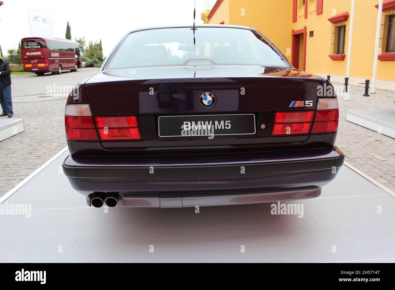 BMW M5 (E34): Close-up of the rear of the car, wood black. second  generation. Made from 1989-1995. Sedan, luxury medium Stock Photo - Alamy
