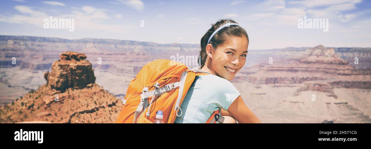 Hiking woman at Grand Canyon USA travel destination landscape panorama ...