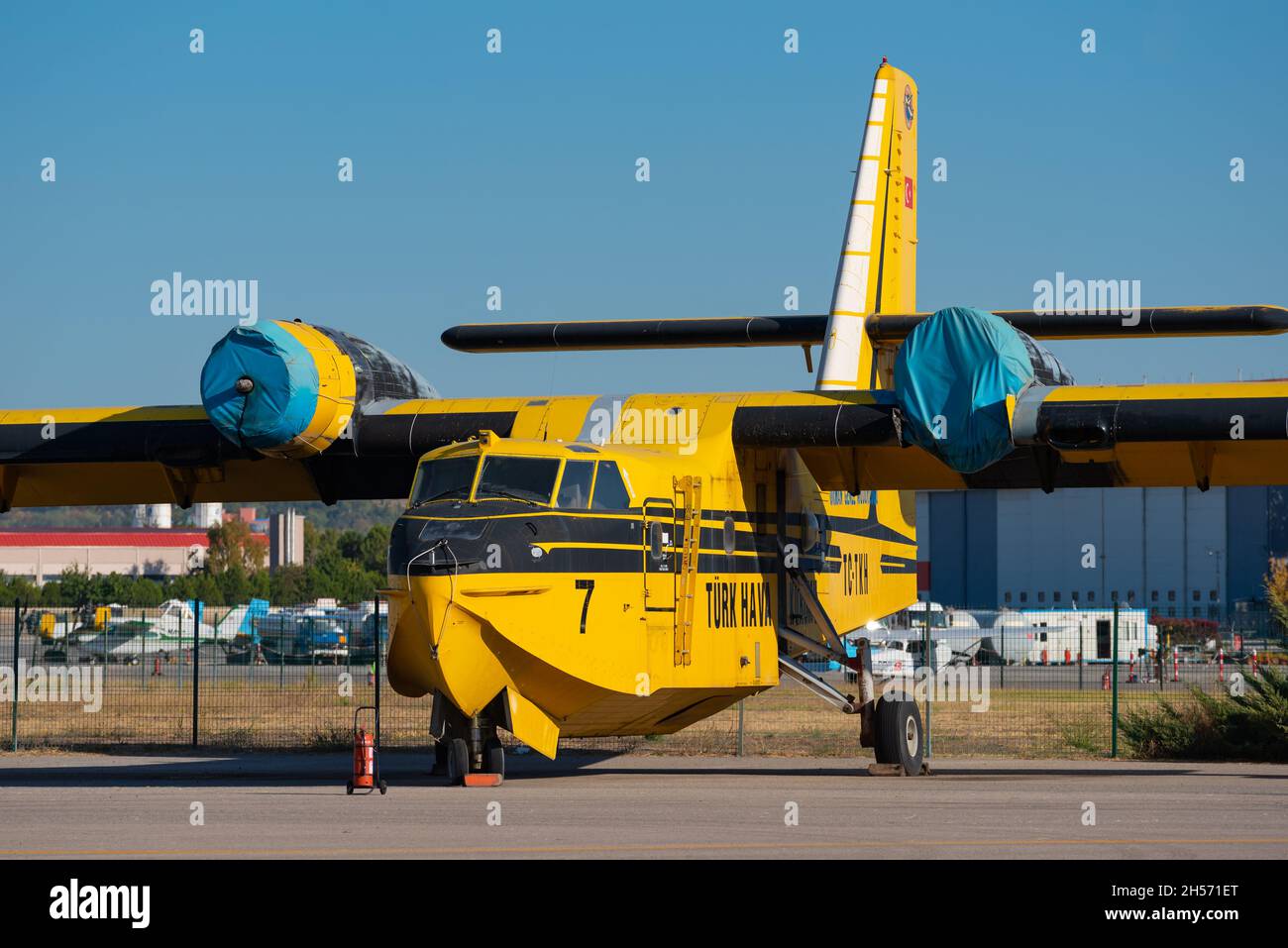 Ankara, Turkey October 7 2021 Turkish fire fighting plane CL215