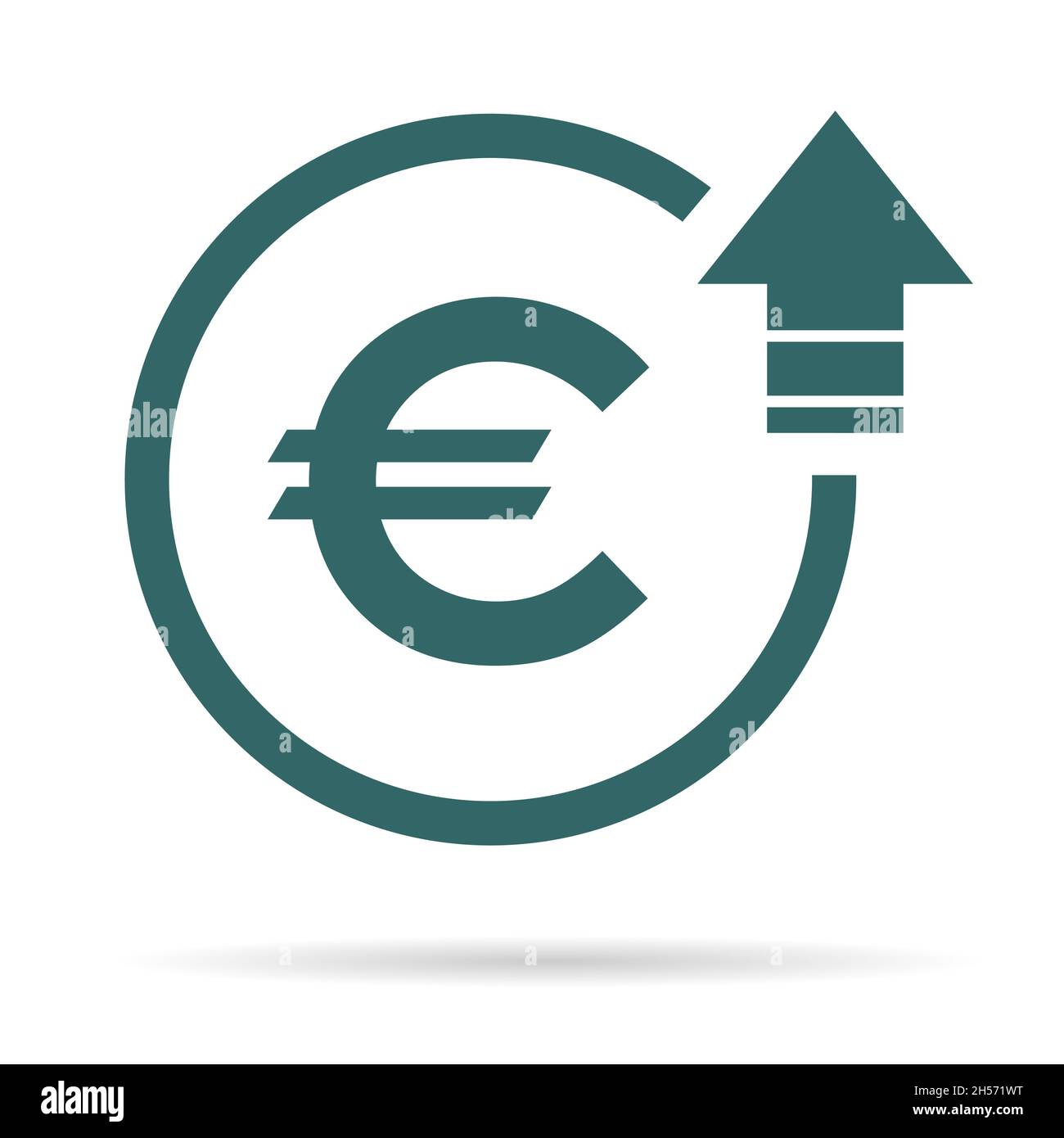 Cost symbol euro increase icon. Vector symbol image isolated on background Stock Vector
