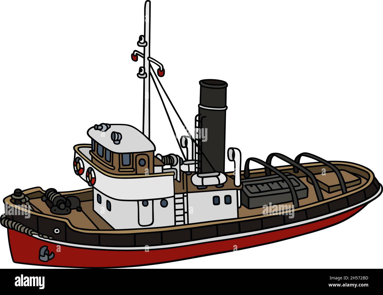 Hand drawing of an old steamboat - not a real type Stock Vector