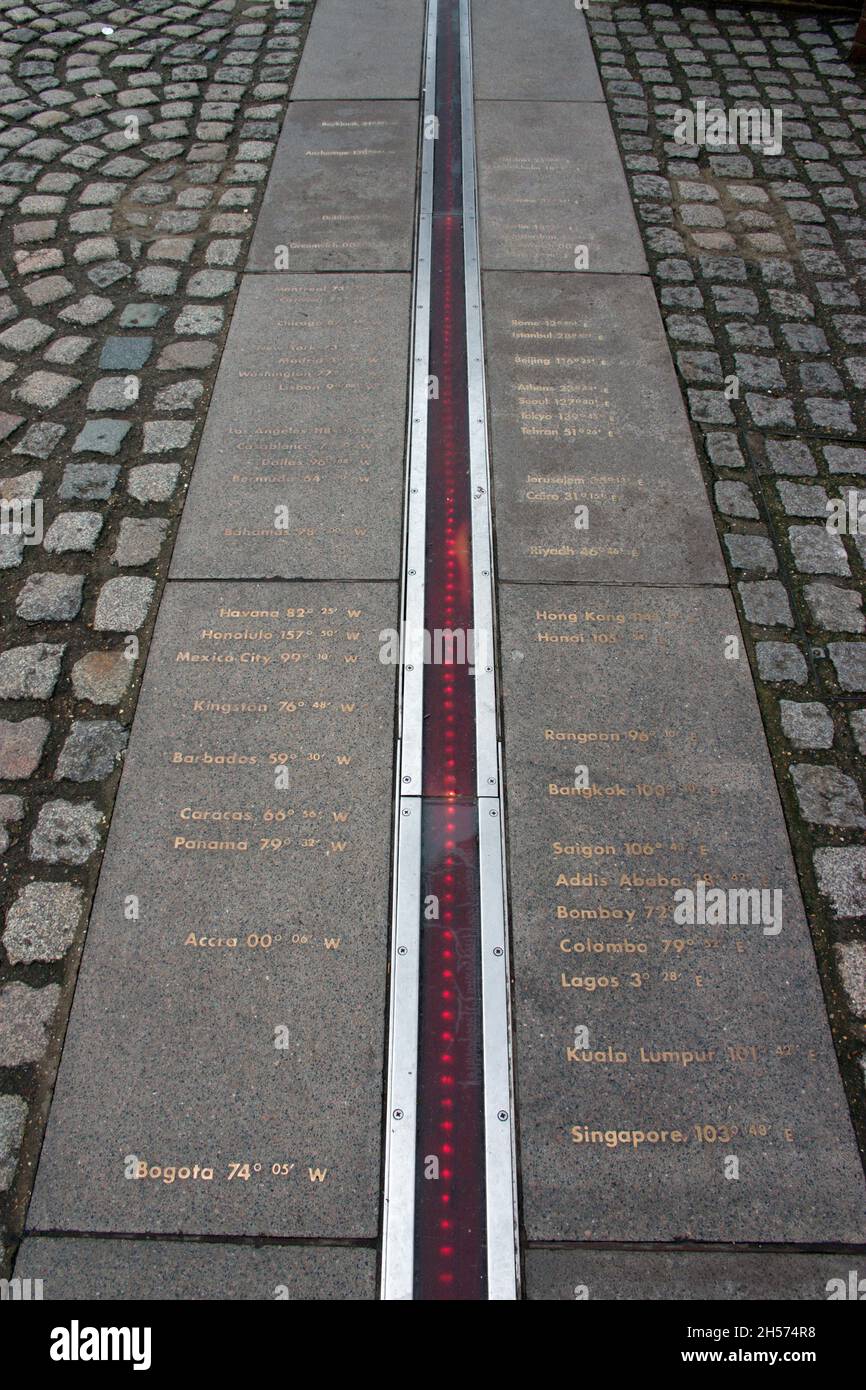 Prime meridian line Royal Observatory, Greenwich, London, England Stock Photo
