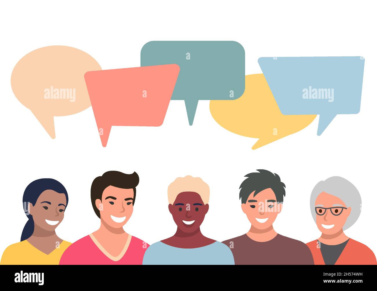 People avatars with speech bubbles. Men and woman communication ...