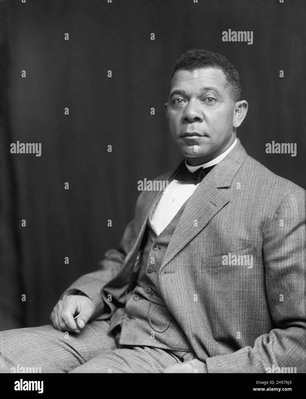 Booker T Washington American educator, author, and adviser to several presidents of the United States photographed by Frances Benjamin Johnston. Stock Photo