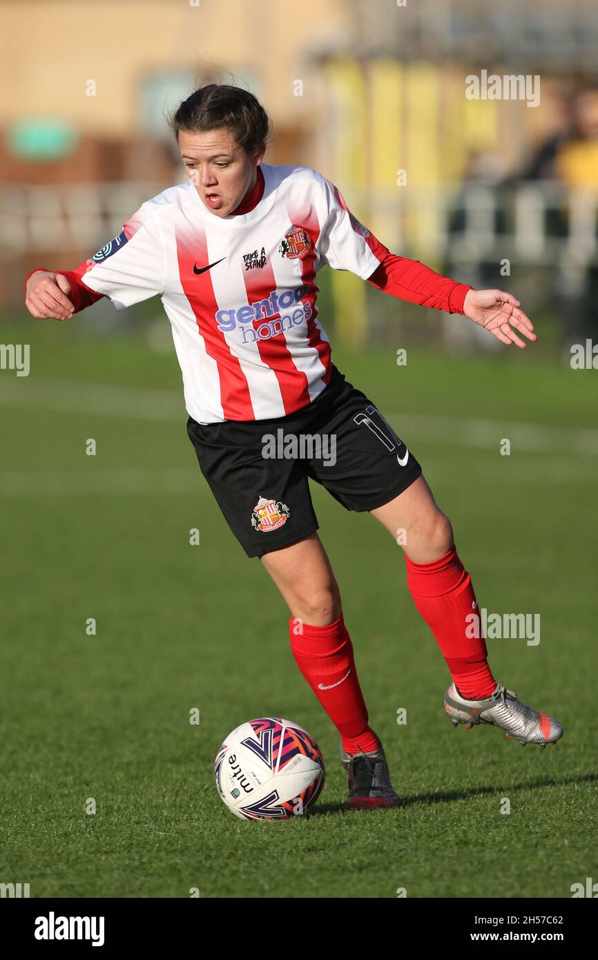 HETTON LE HOLE, GBR. NOV 7TH. Abbey Joice of Sunderland in action during the FA Women's Championship match between Sunderland and London City Lionesses at Eppleton CW, Hetton on Sunday 7th November 2021. (Credit: Will Matthews | MI News) Credit: MI News & Sport /Alamy Live News Stock Photo