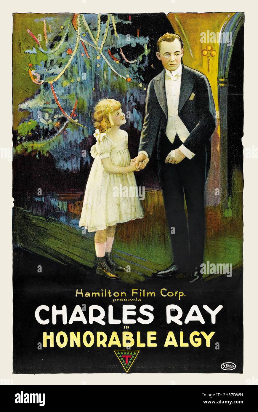 Vintage movie poster for the 1916 American silent comedy-drama film The Honorable Algy feat. Charles Ray. Hamilton Film Corp. Stock Photo