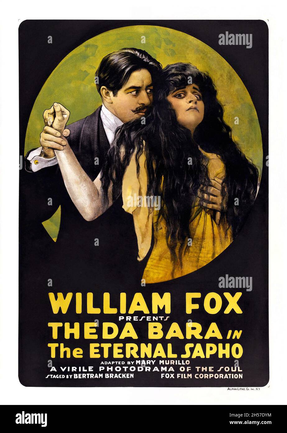 Film poster - The Eternal Sapho (also known as A Modern Sapho and The Eternal Sappho) is a 1916 American silent drama film. William Fox. Theda Bara. Stock Photo