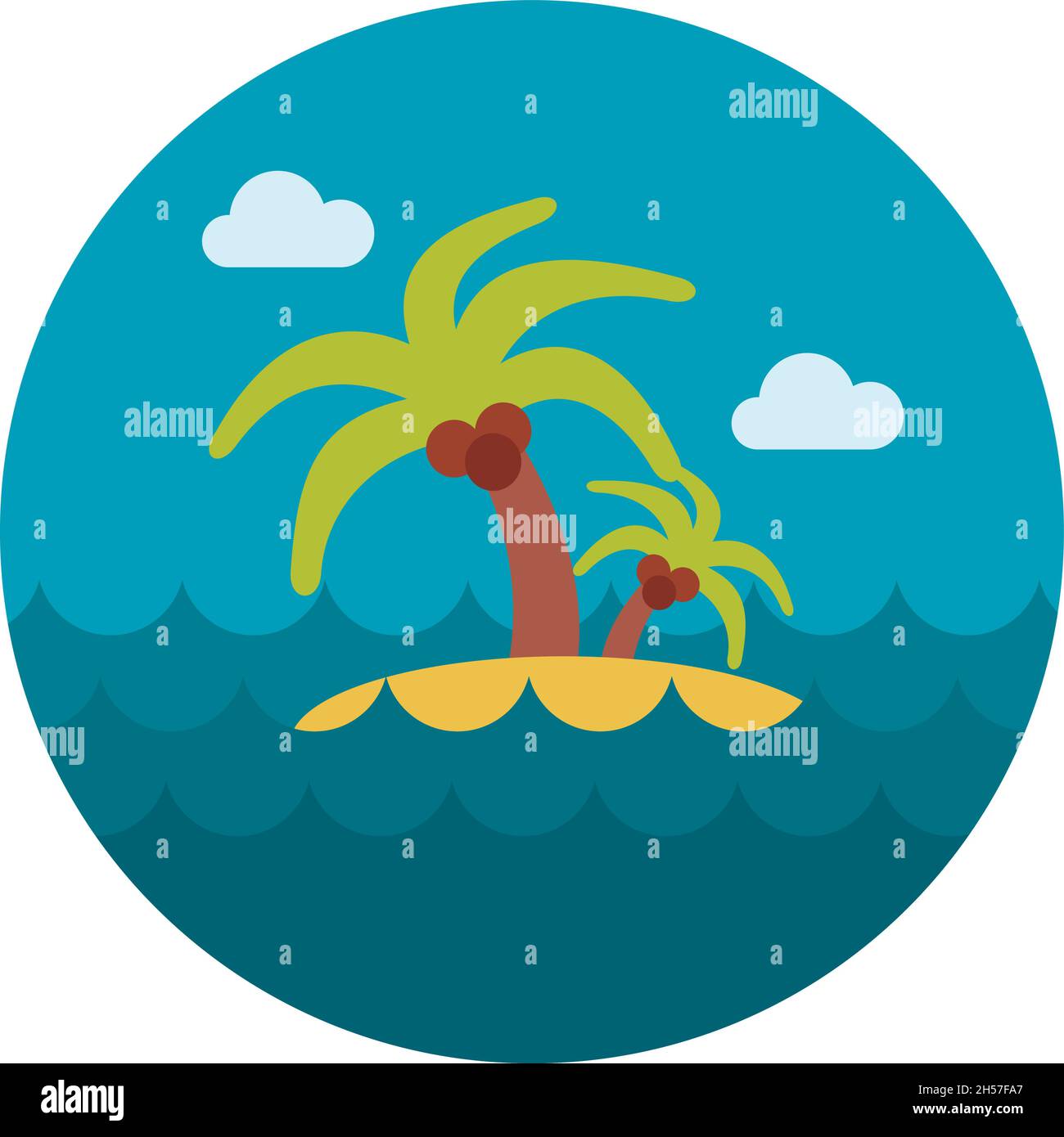 Island with palm trees flat icon, vector illustration eps 10 Stock ...