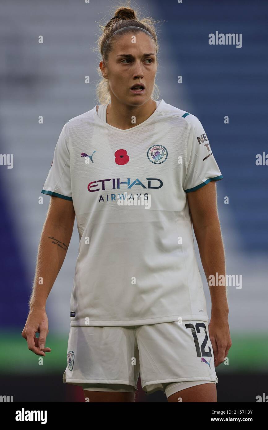 LEICESTER, GBR. 7TH NOV 2021. Filippa Angeldahl of Manchester City during the Barclays FA Women's Super League match between Leicester City and Manchester City at the King Power Stadium, Leicester on Sunday 7th November 2021. (Credit: James Holyoak | MI News) Credit: MI News & Sport /Alamy Live News Stock Photo