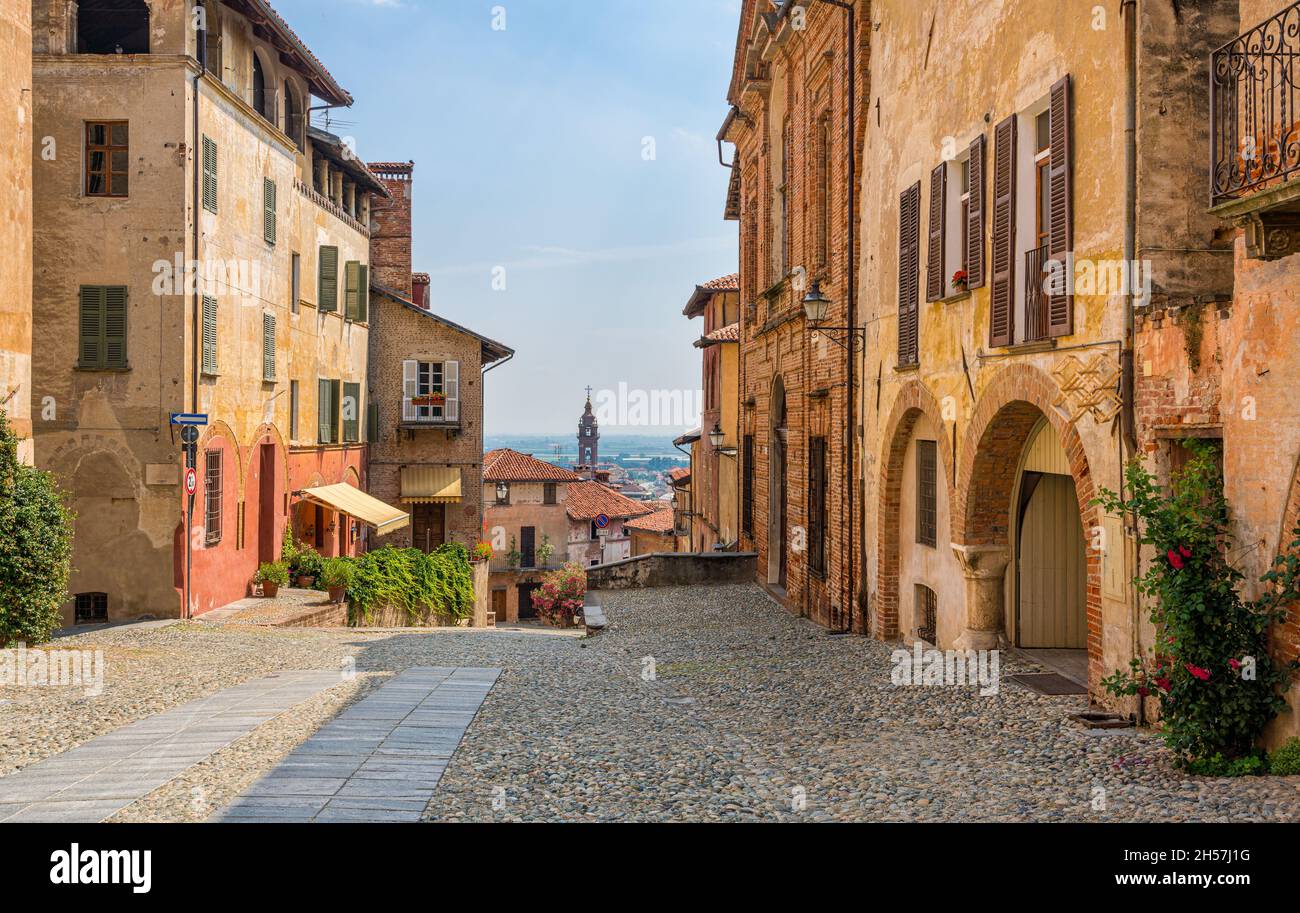 Scenic sight in the beautiful city of Saluzzo, Province of Cuneo, Piedmont, Italy. Stock Photo