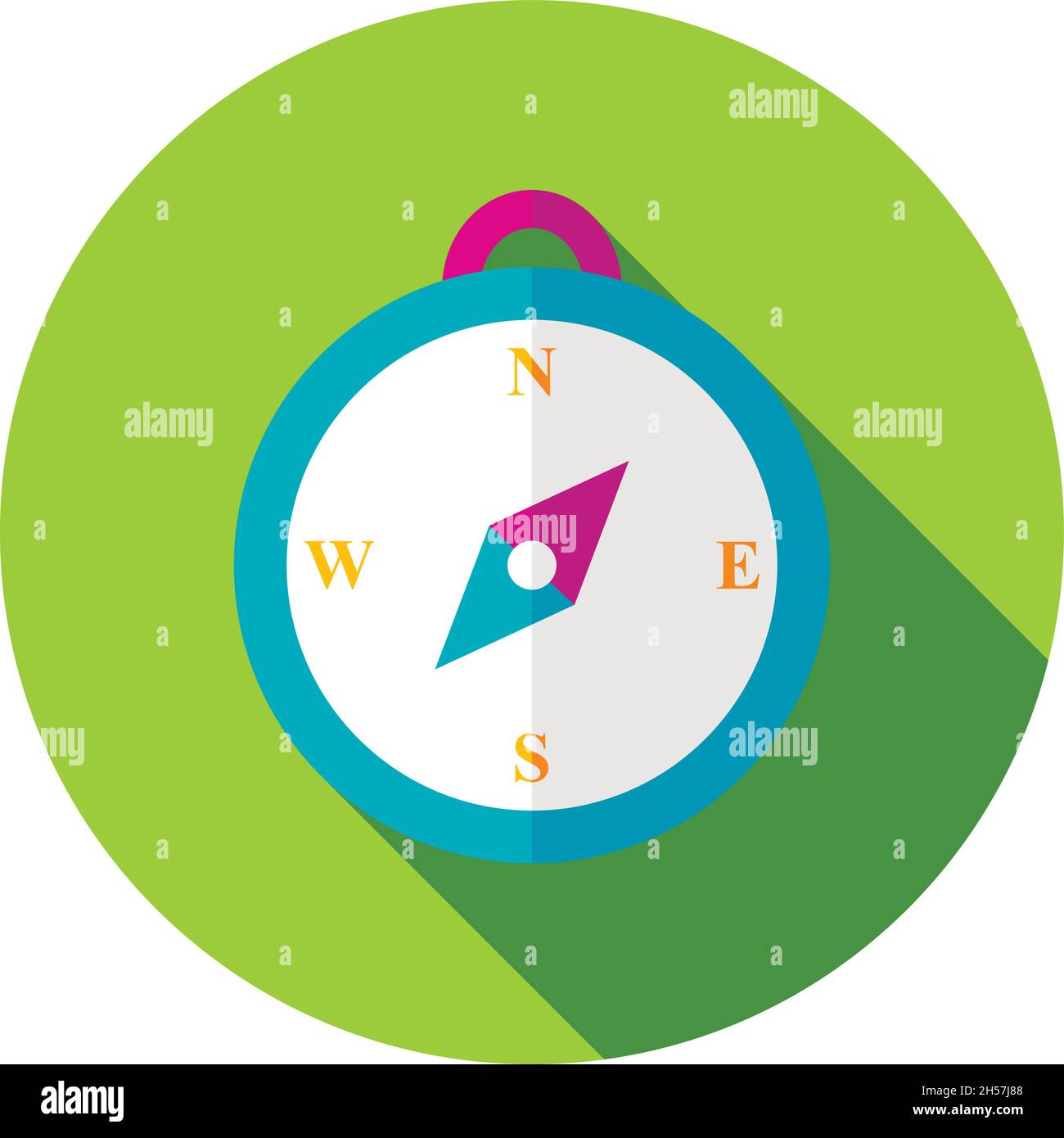 Compass flat icon with long shadow, eps 10 Stock Vector