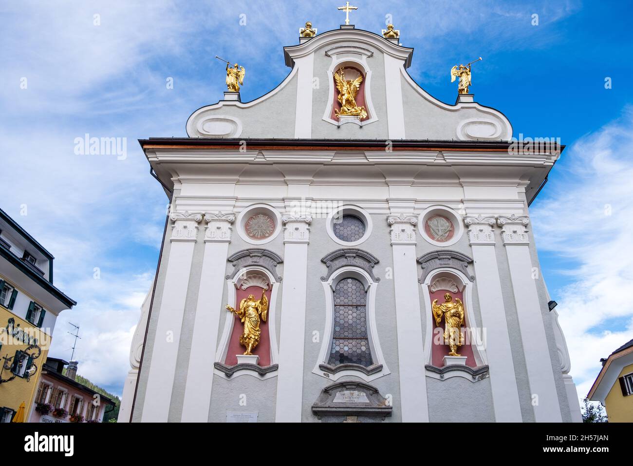 Church of San Michele in the historic center of San Candido (Innichen) in Val Pusteria, Italy Stock Photo