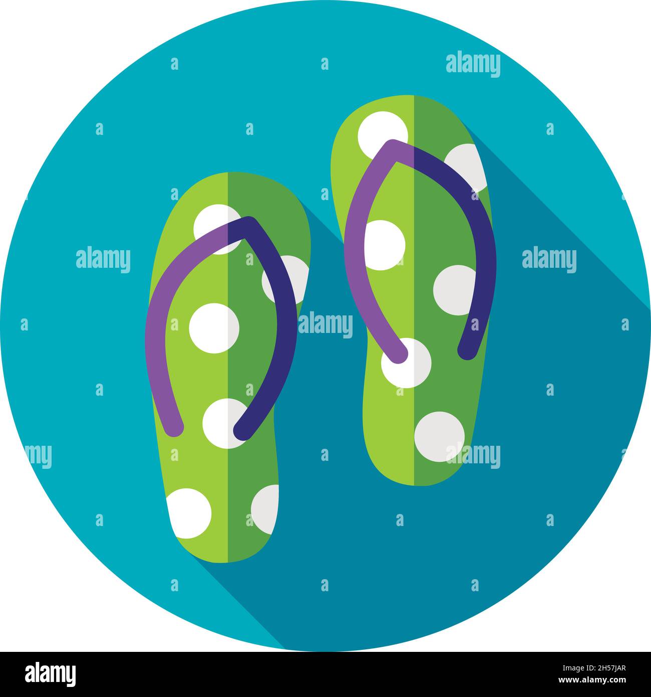 Flip Flops flat icon with long shadow, eps 10 Stock Vector Image & Art ...