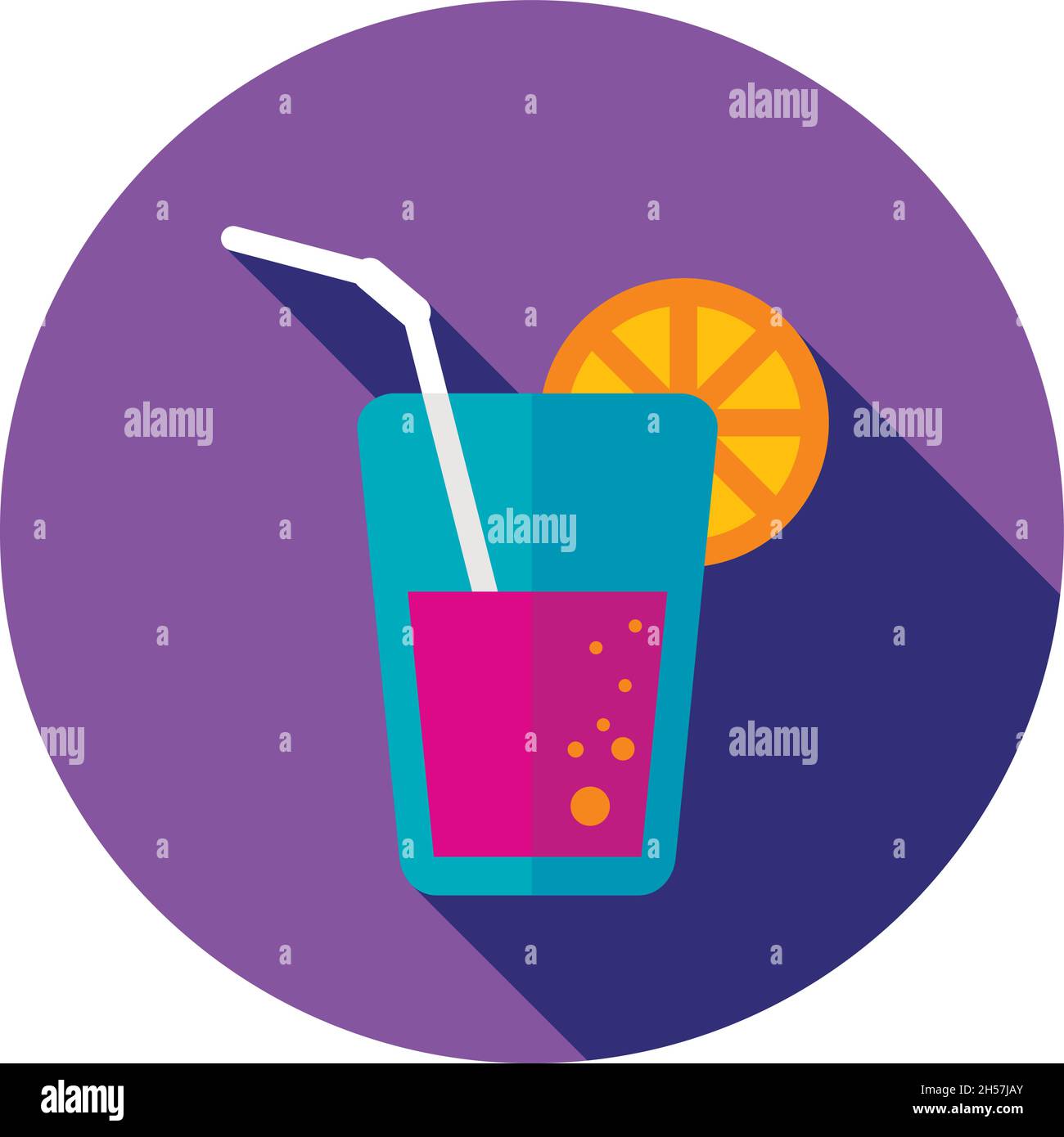 Cocktail flat icon with long shadow, eps 10 Stock Vector