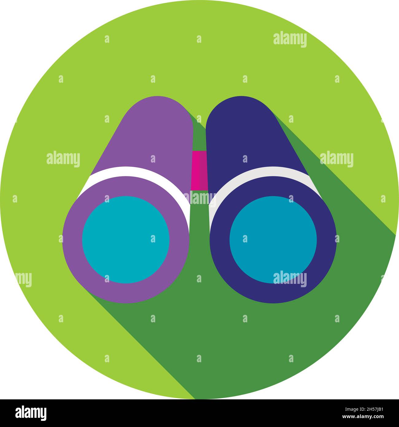 Flat vector icon of binoculars with long shadow, eps 10 Stock Vector