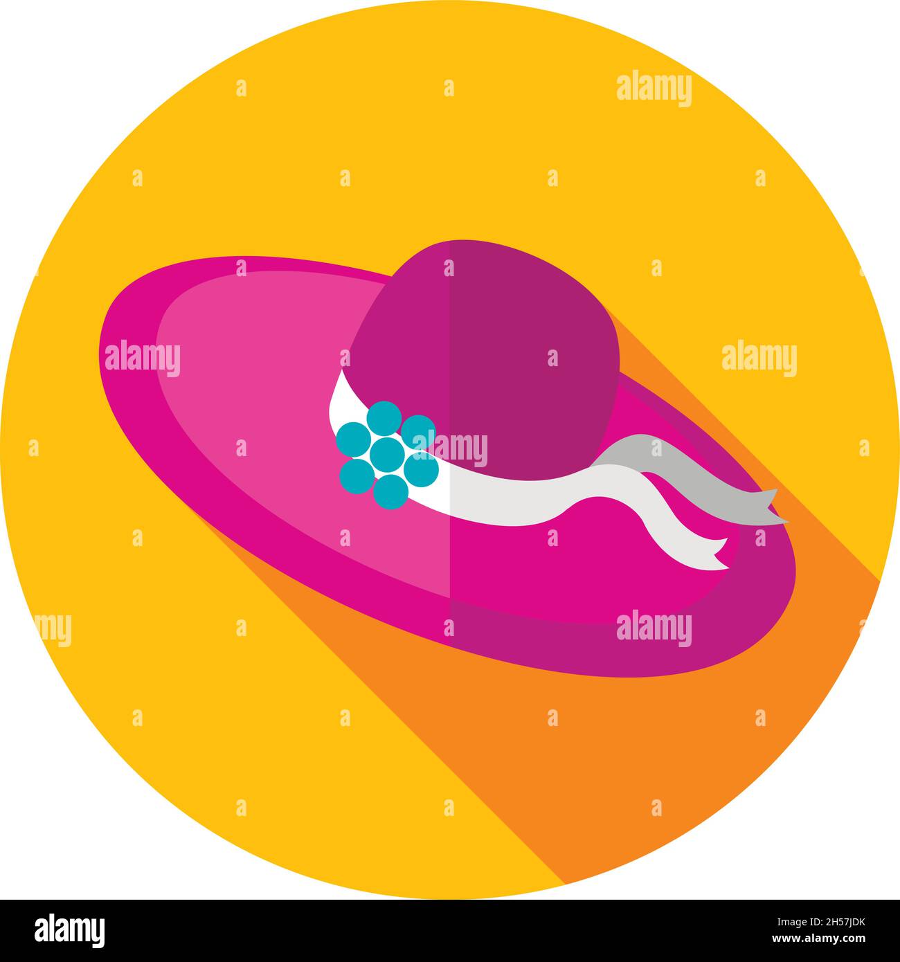 Beach hat flat icon with long shadow, eps 10 Stock Vector