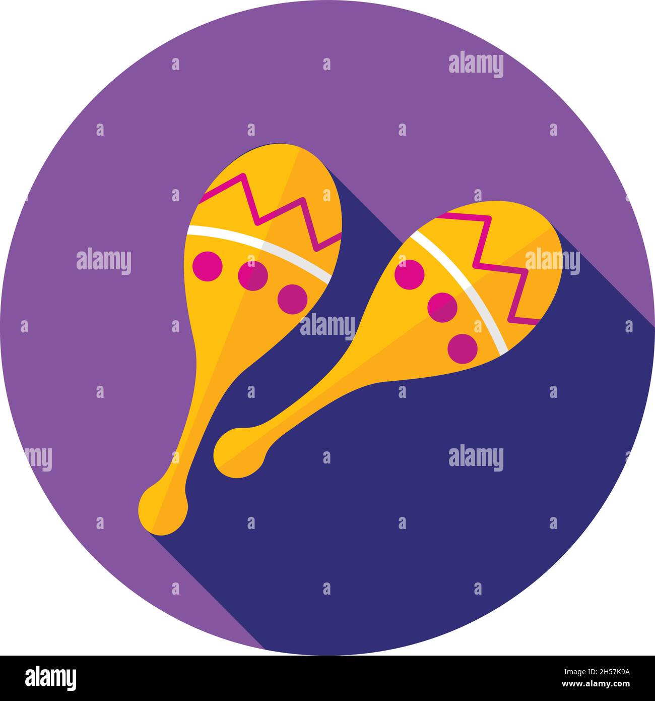 Maracas flat icon with long shadow, eps 10 Stock Vector