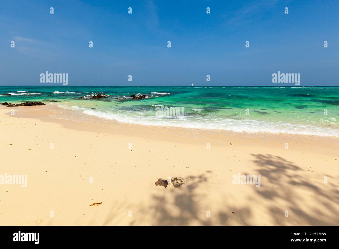 View of tropical beach in Thailand. Stock Photo