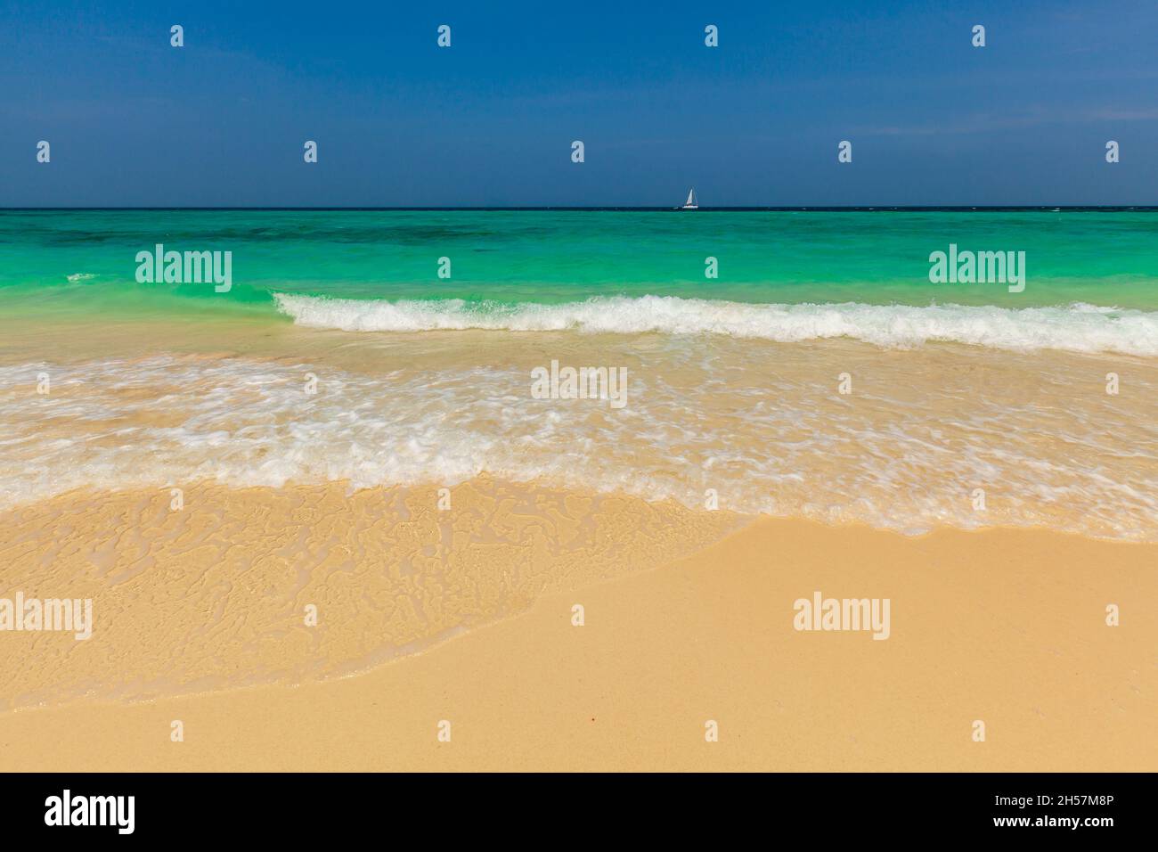 View of tropical beach in Thailand. Stock Photo