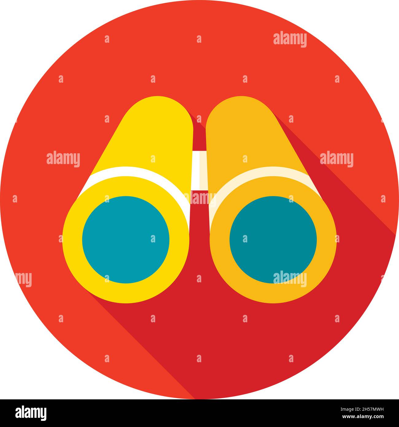 Flat vector icon of binoculars with long shadow, eps 10 Stock Vector