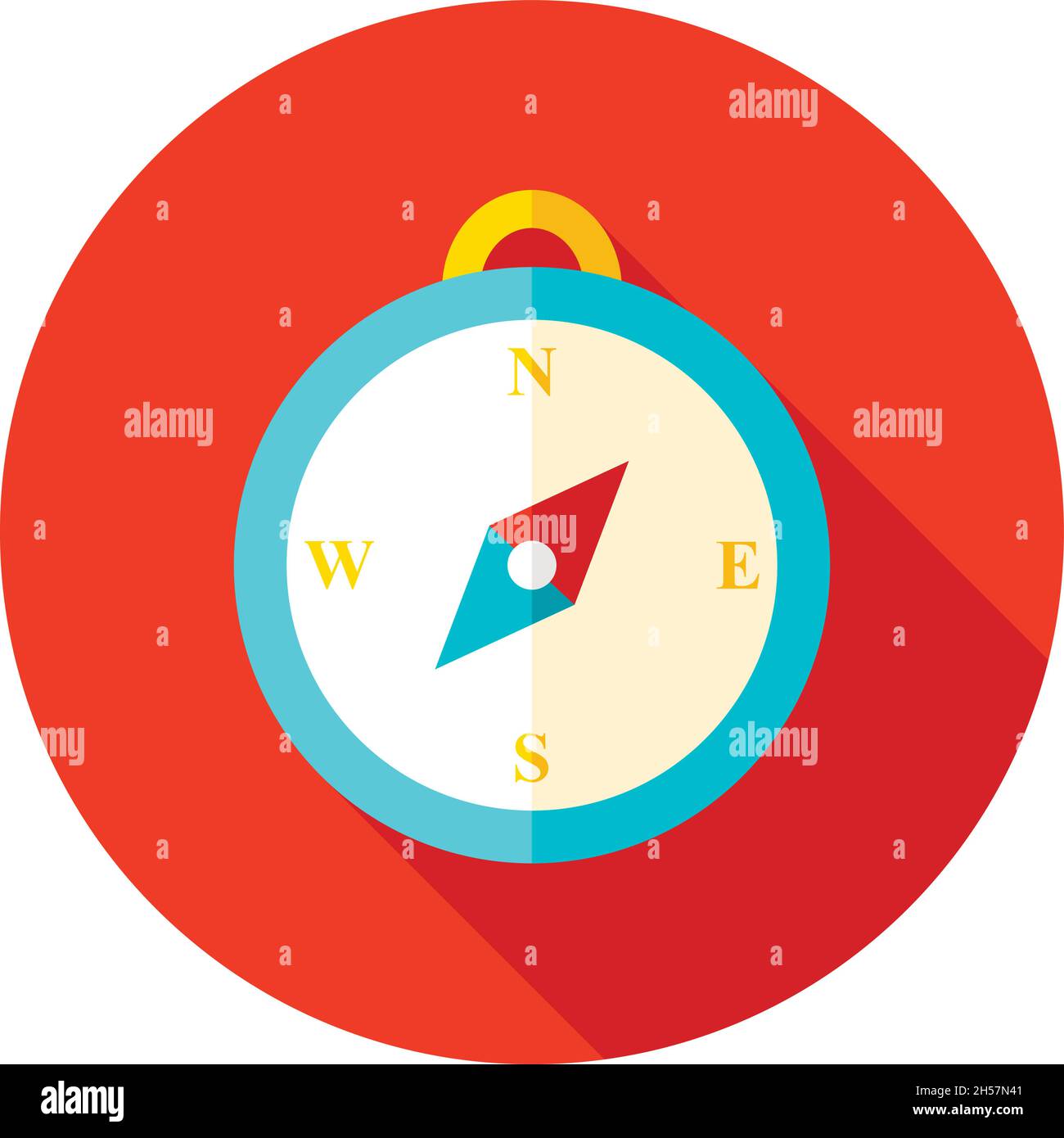 Compass flat icon with long shadow, eps 10 Stock Vector