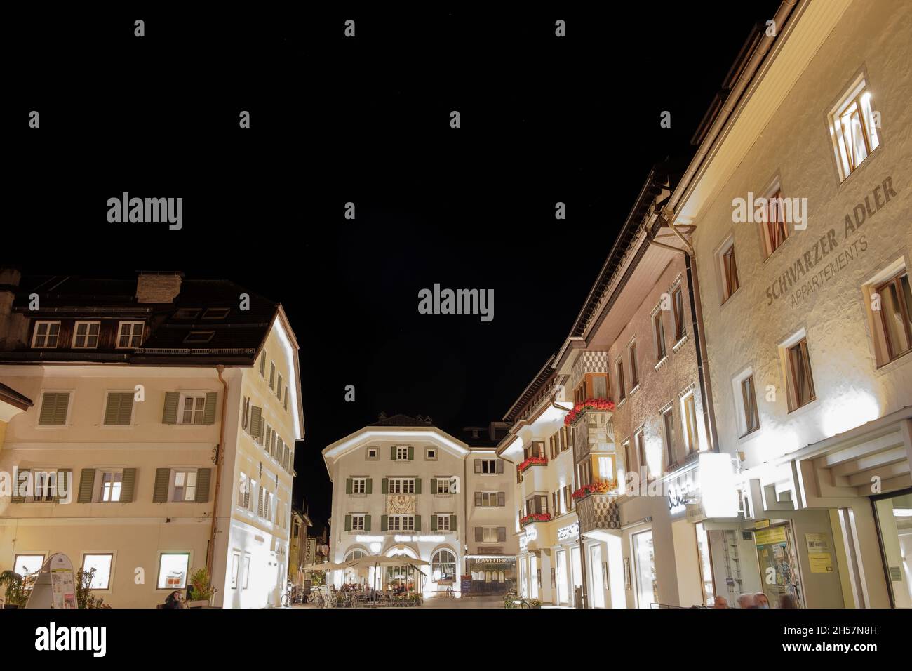 San Candido (Innichen) by night in South Tyrol / Alto Adige, Italy Stock Photo