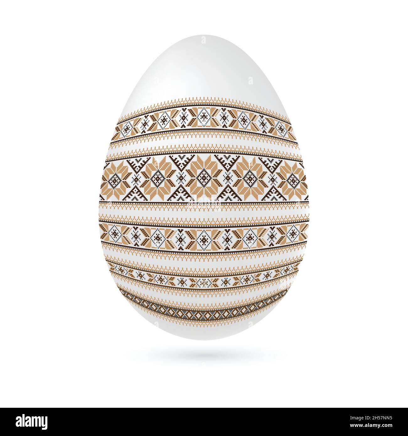 Easter ethnic ornamental egg with cross stitch pattern. Isolated on white background Stock Vector