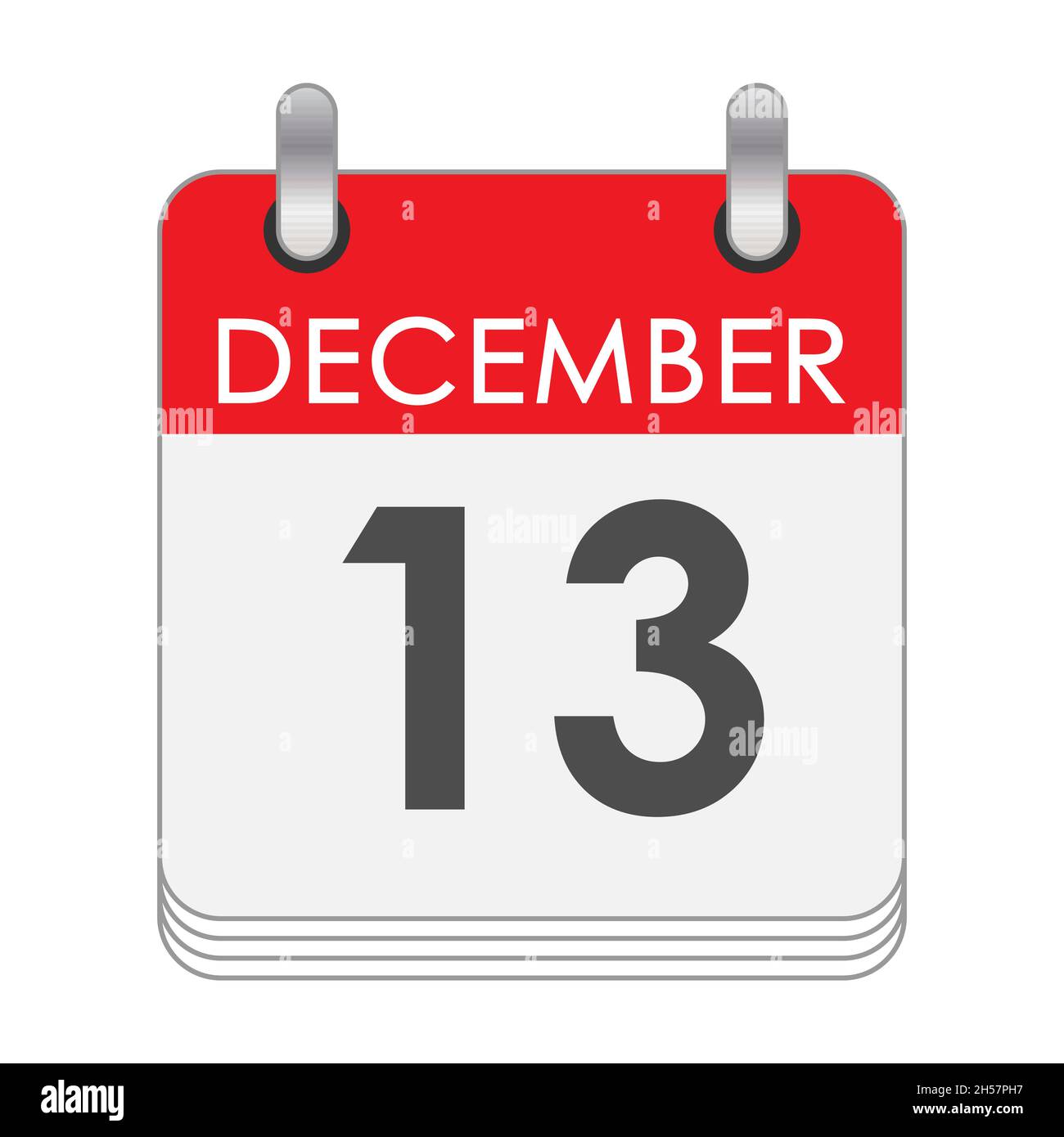 December 13. A leaf of the flip calendar with the date of December 13