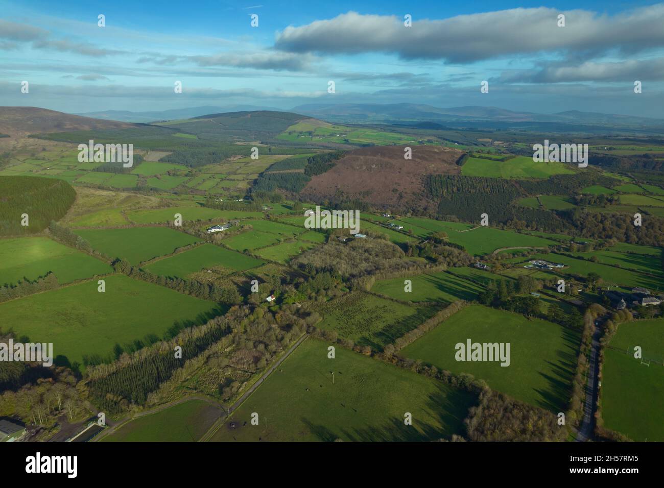 Drone image of the fertile farmland surrounding Mount Melleray Stock Photo