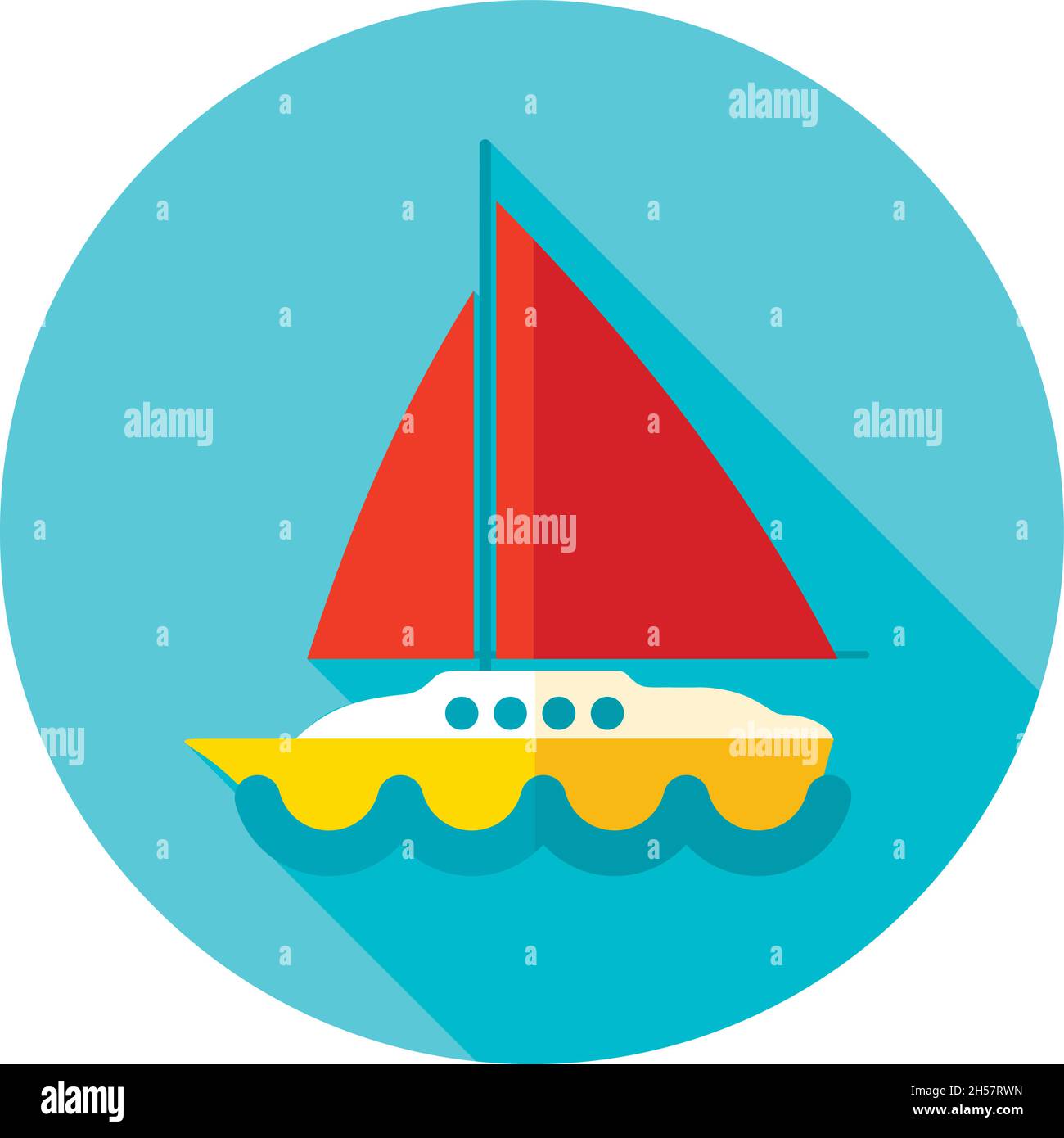 Boat with a Sail flat icon with long shadow, eps 10 Stock Vector Image ...