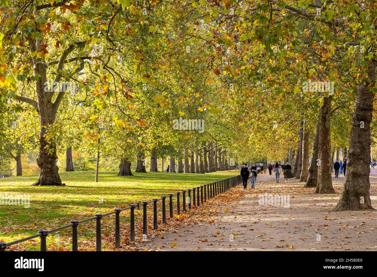 An Autumnal walk along London's Pall Mall Stock Photo