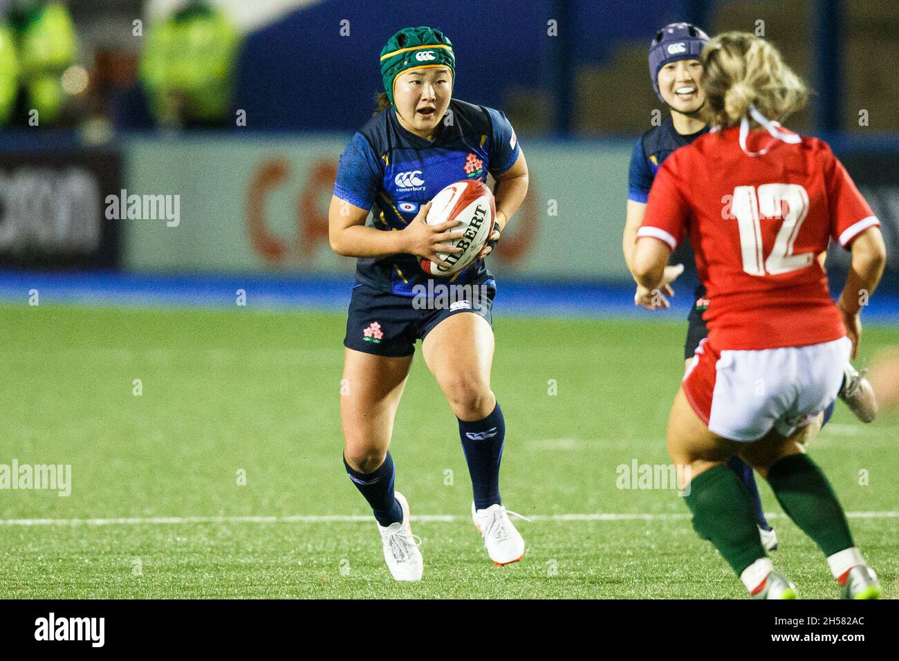 Cardiff, UK. 7 November, 2021. Japan centre Shione Nakayama during the Wales Women v Japan Women Rugby Match. Credit: Gruffydd Thomas/Alamy Stock Photo