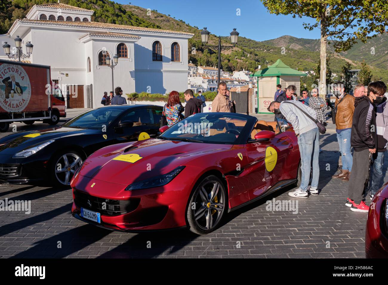 Ferrari meeting in Mijas Pueblo, Malaga province, Andalusia, Spain. Stock Photo
