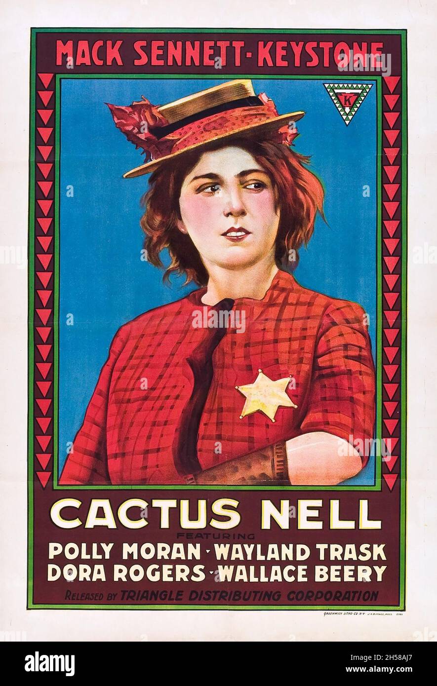 Vintage movie / film poster for the 1917 film Cactus Nell starring Polly Moran – directed by Fred Fishback. Stock Photo
