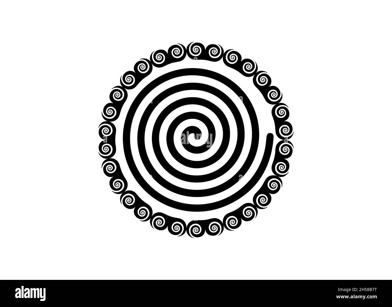 Ancient Spiral Frame. This rapresent the Goddess creative powers of the Divine Feminine, and the never ending circle of creation. Wiccan fertility Stock Vector