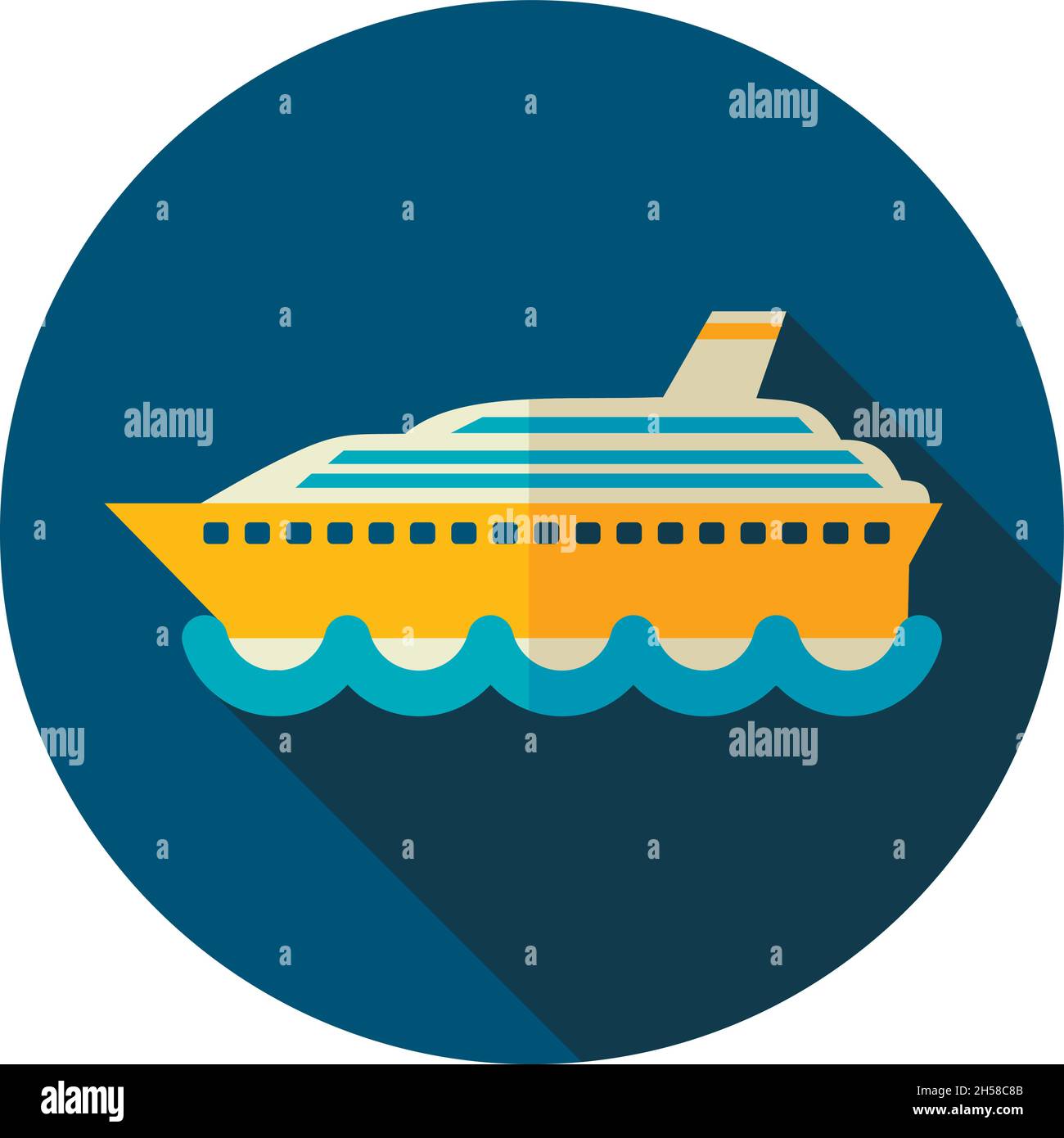 Cruise transatlantic liner vector flat icon. Beach. Summer. Summertime ...