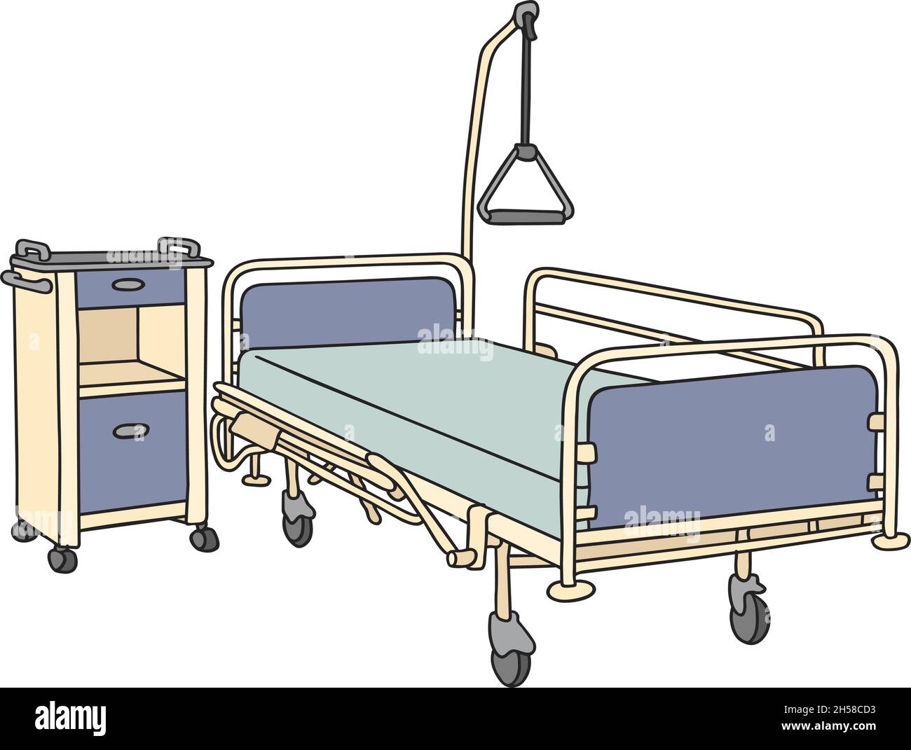 The vectorized hand drawing of an old metal hospital bed Stock Vector Image  & Art - Alamy