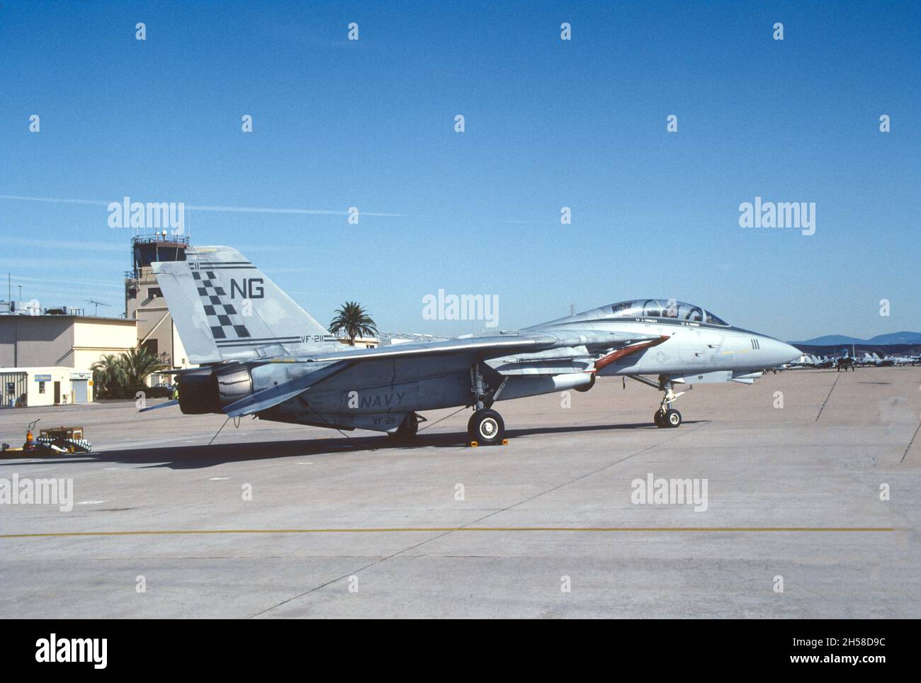 VF-211, The Fighting Checkmates F-14 on the tarmac at NAS Miramar, San Diego, California Stock Photo