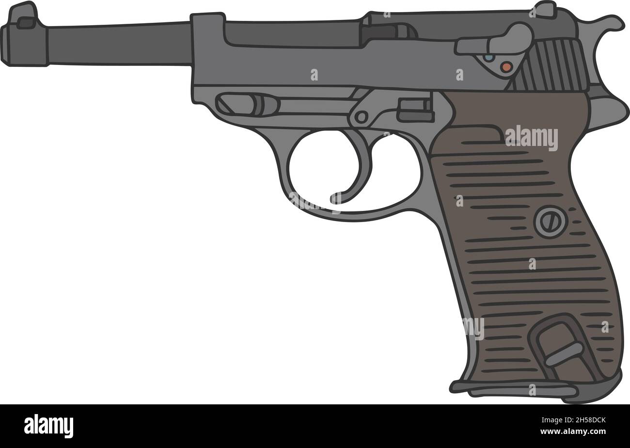 The vectorized hand drawing of an old germany military handgun Stock ...