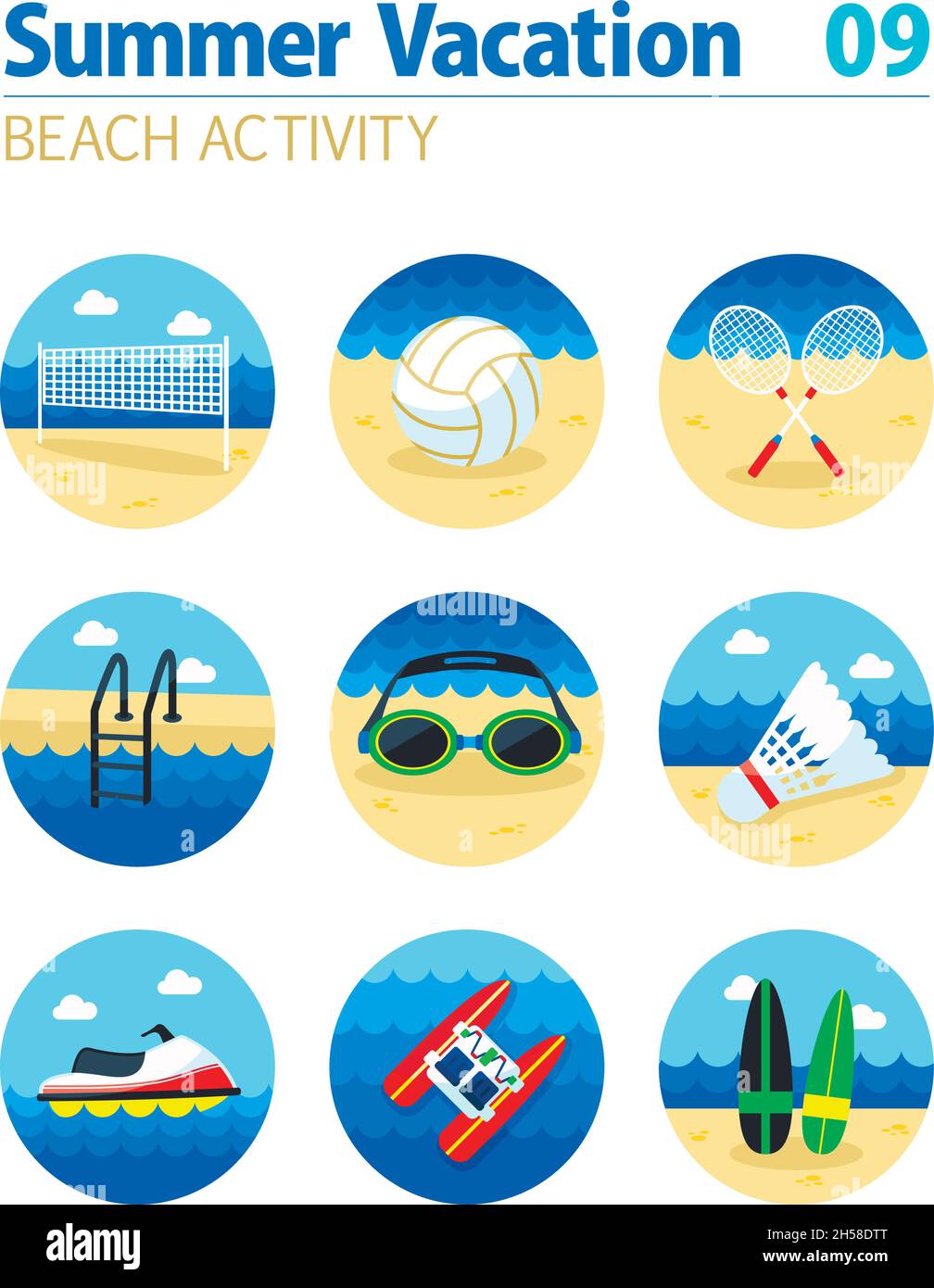 Activity on beach Stock Vector Images - Alamy