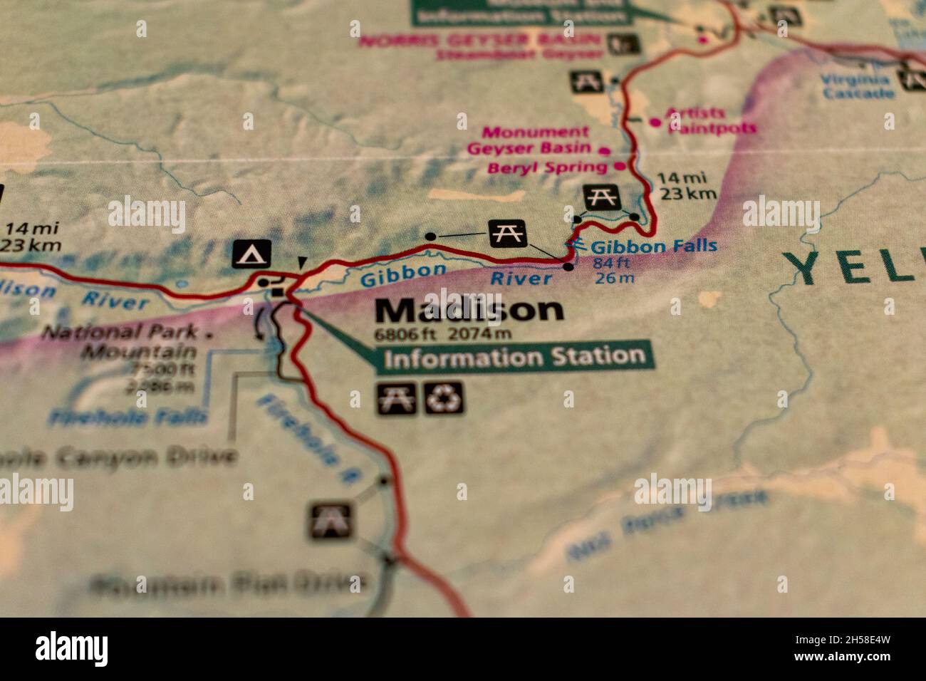 Visitor Map Yellowstone National Park , Madison Stock Photo - Alamy