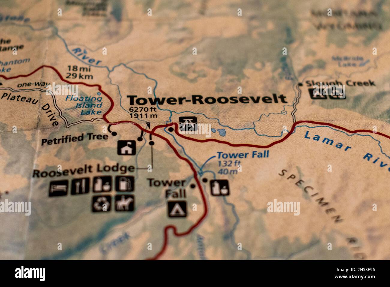 Visitor Map Yellowstone National - Visitor Map Yellowstone National Park Tower Roosevelt 2H58E96